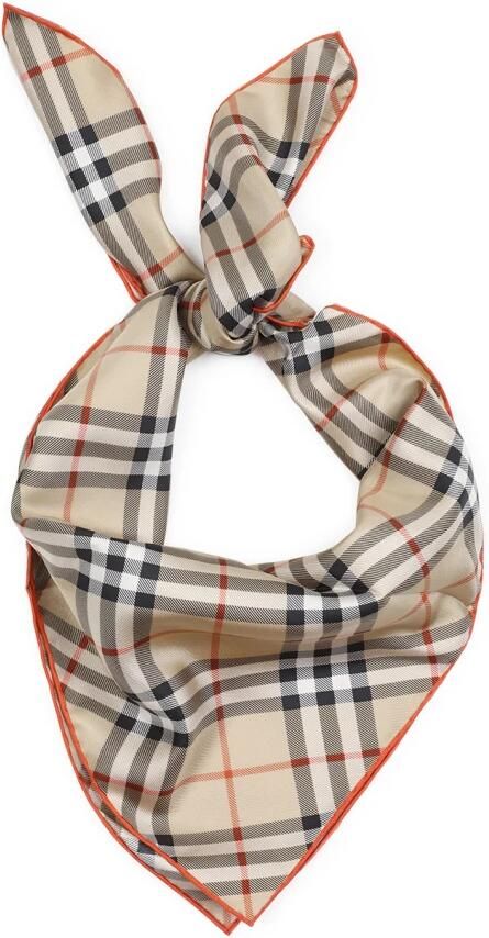 Burberry Iconische Check Zijden Sjaal met Contrasterende Zoom Beige - Foto 4