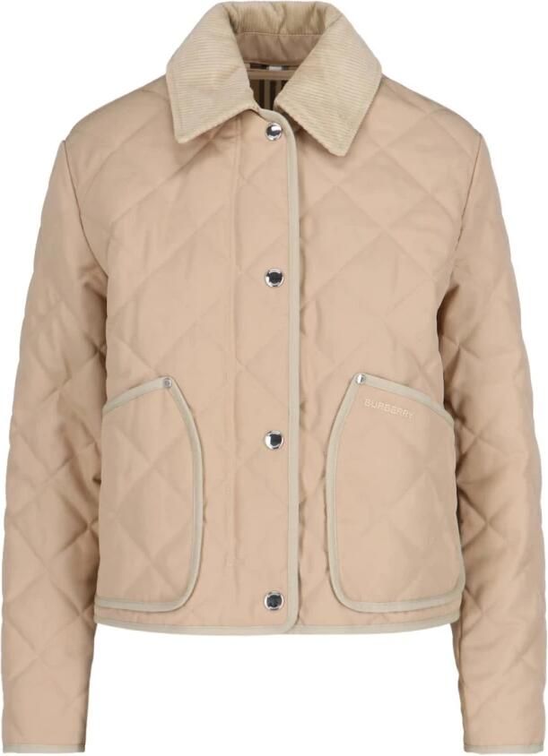 Burberry Gewatteerde katoenen jas met corduroy kraag Beige Dames - Foto 5