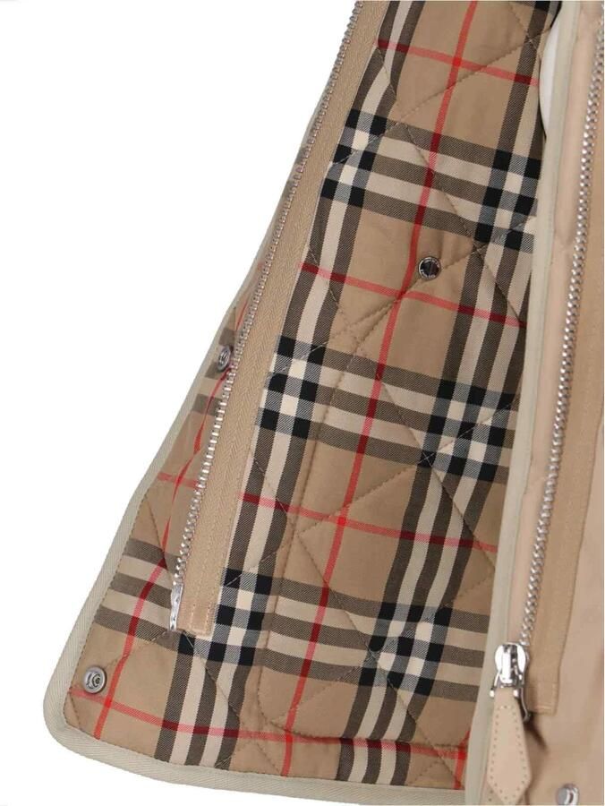 Burberry Gewatteerde katoenen jas met corduroy kraag Beige Dames