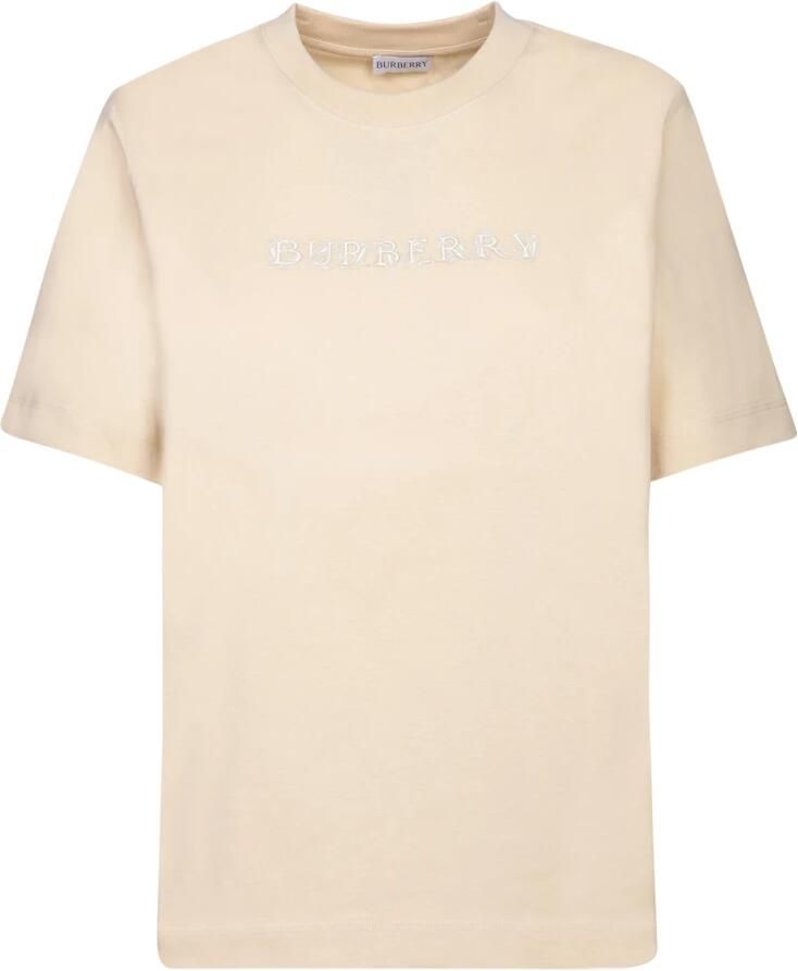 Burberry Overhemd Katoenen T-shirt met geribbelde ronde hals en monogram