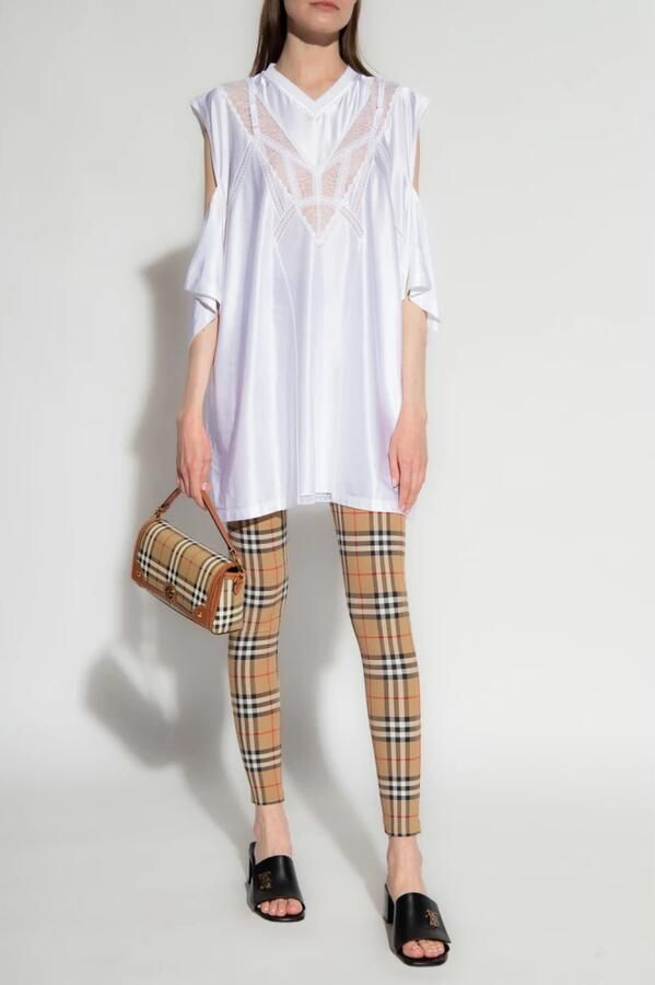 Burberry Geruite Slim Fit Leggings met Elastische Tailleband Brown Dames - Foto 2