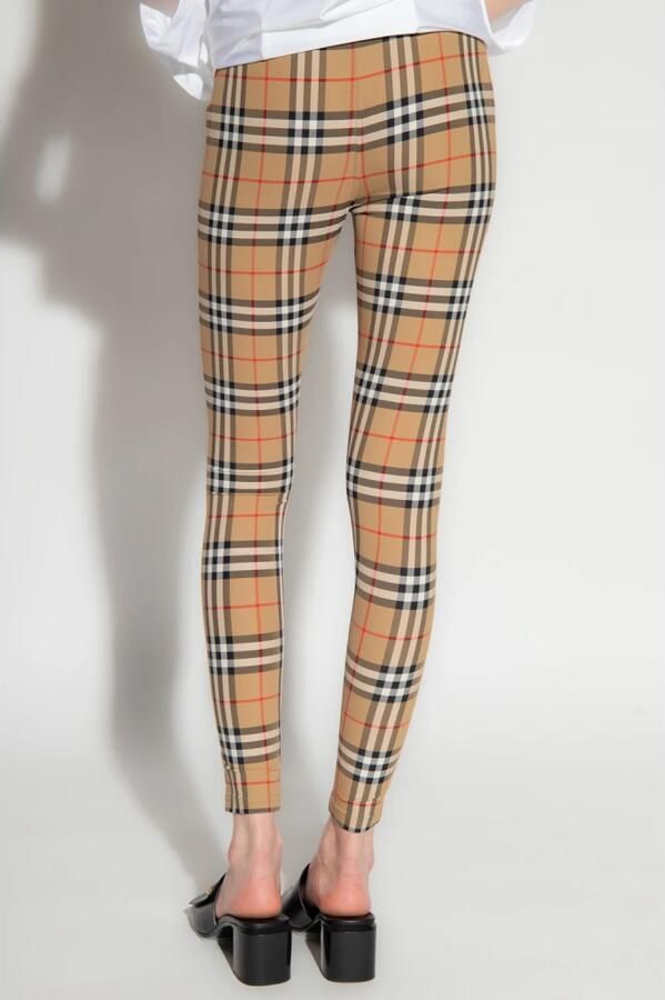 Burberry Geruite Slim Fit Leggings met Elastische Tailleband Brown Dames - Foto 4
