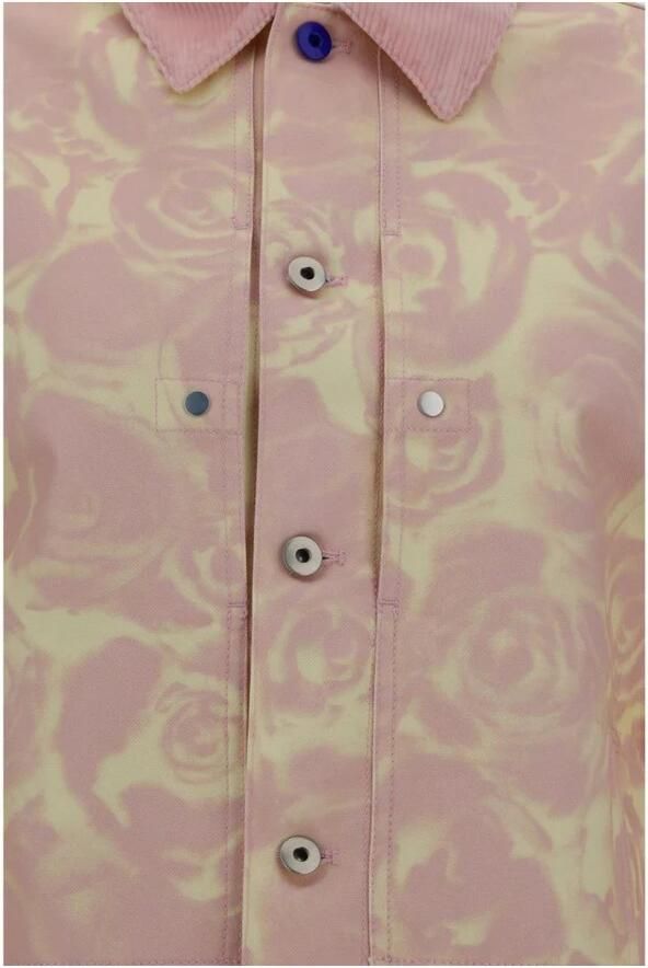 Burberry Bloemen Denim Jack met Fluwelen Kraag Multicolor Dames