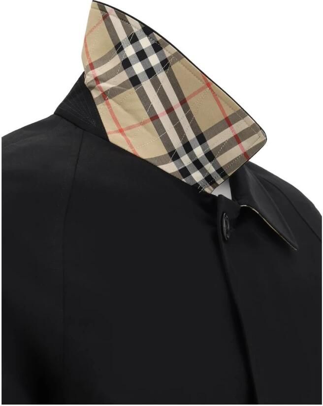 Burberry Klassieke Katoenen Jas met Geruite Voering Black Heren - Foto 2