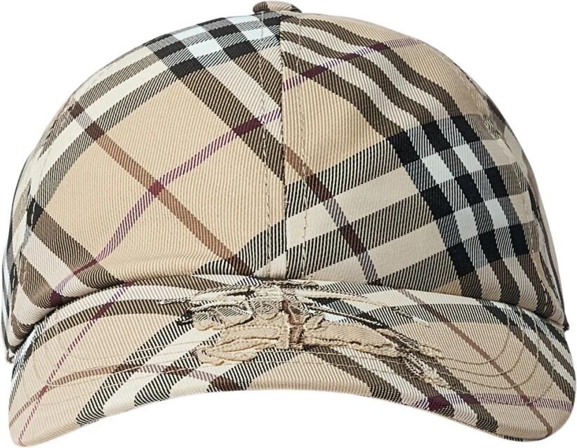 Burberry Neutrale Synthetische Check Cap met Leren Voering Beige Unisex - Foto 6