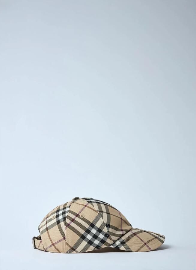 Burberry Neutrale Synthetische Check Cap met Leren Voering Beige Unisex - Foto 3