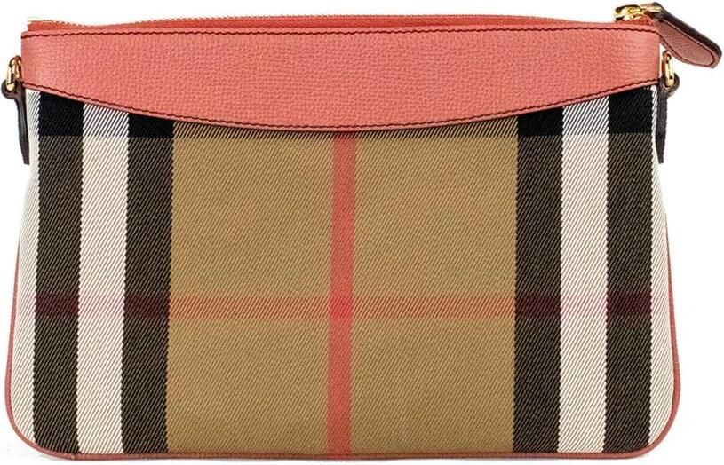 Burberry Check Leren Crossbody Clutch Tas Multicolor Dames