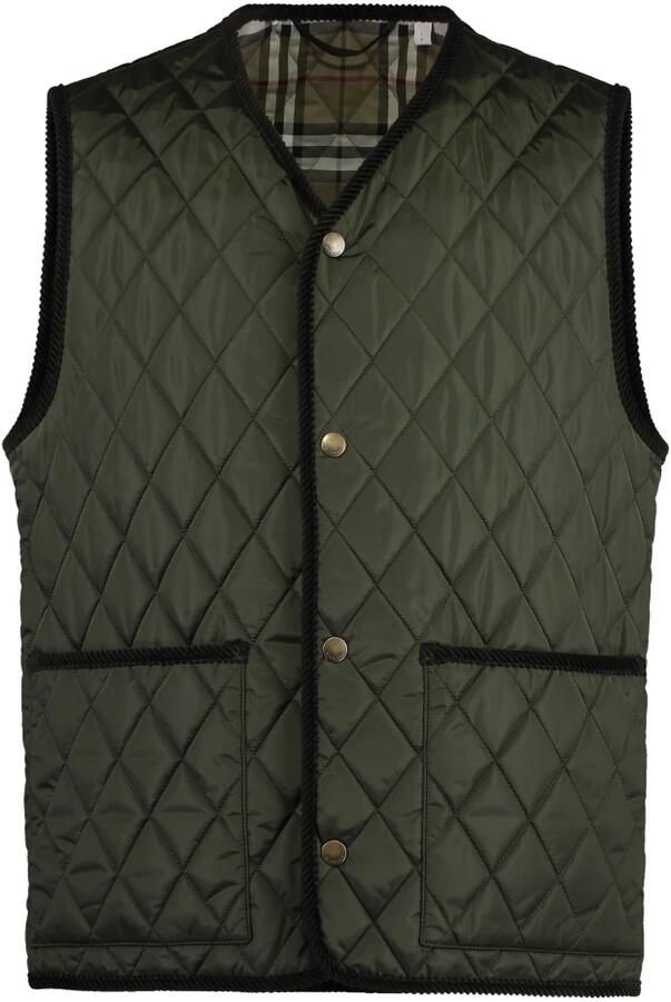 Burberry Contrasterende Trim Volledige Rits Donsvest Green Heren