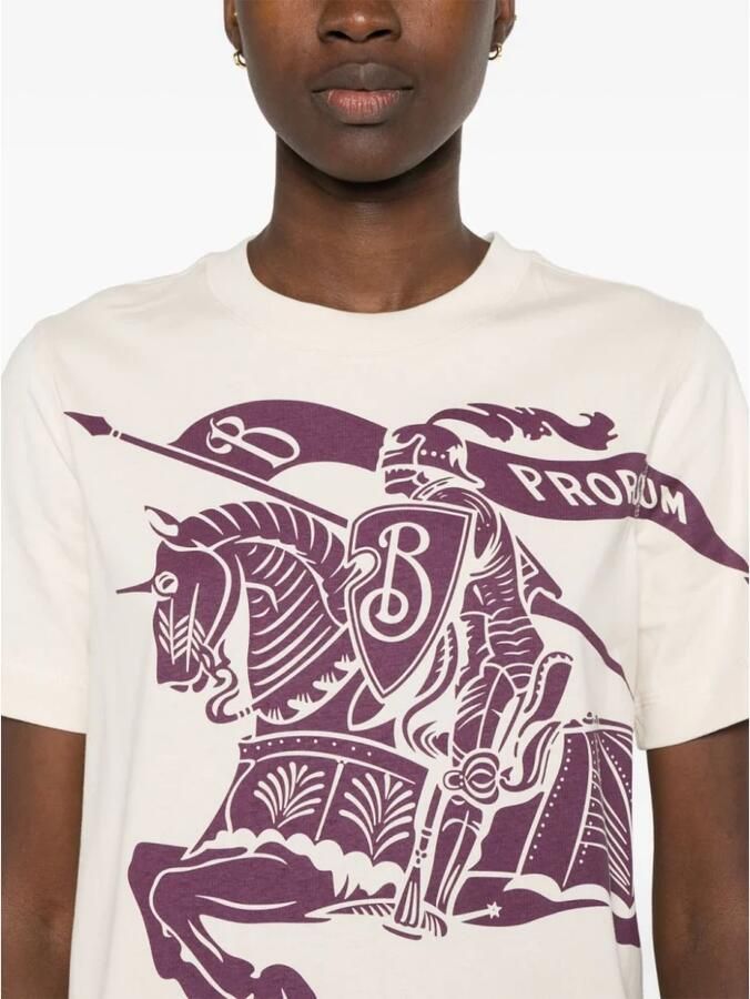 Burberry Overhemd Katoenen T-shirt met geribbelde ronde hals en iconisch logo