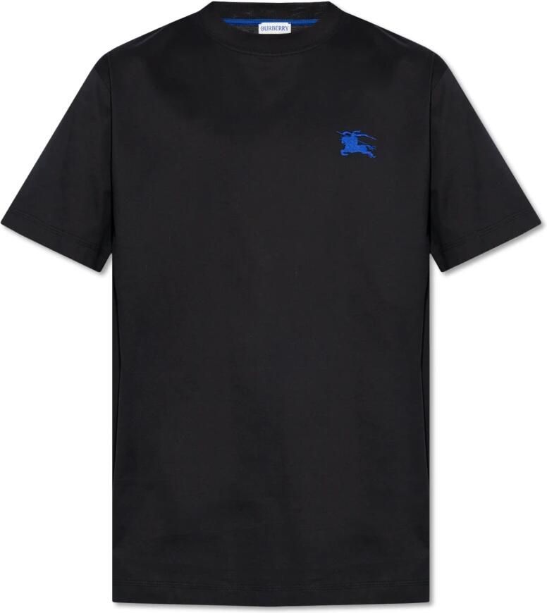 Burberry Zwart T-shirt met geborduurd logo van katoen man Black Heren