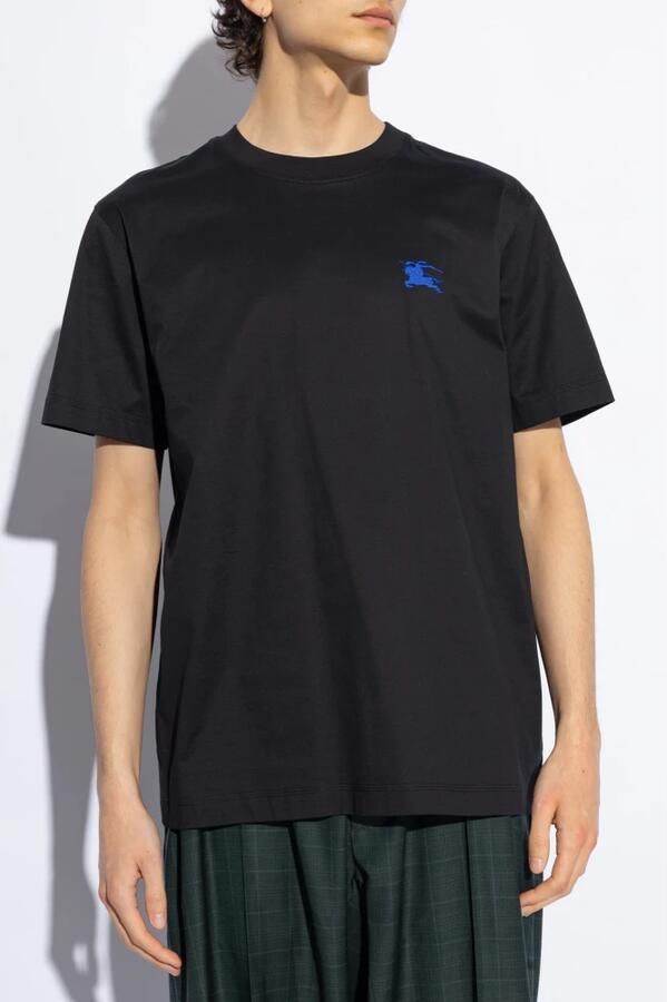 Burberry Zwart T-shirt met geborduurd logo van katoen man Black Heren - Foto 11