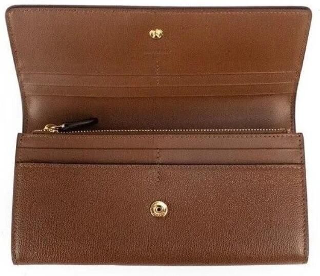 Burberry Geëmbosseerd Lederen Continental Clutch Portemonnee Bruin Brown Dames
