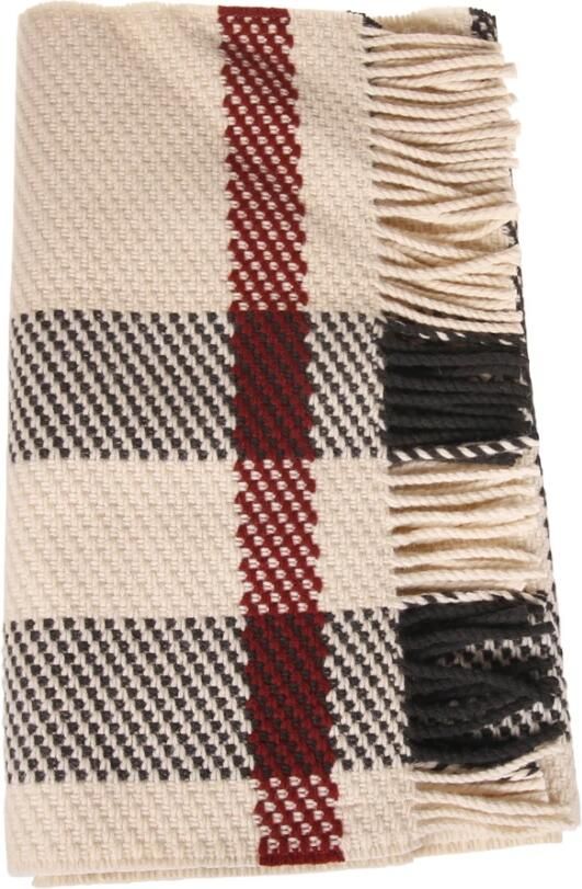 Burberry Wollen Sjaal met Franjes en Motief Beige Unisex