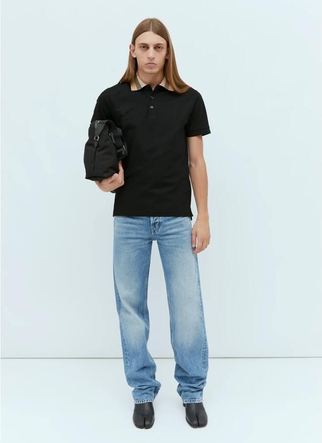 Burberry Zwart Poloshirt voor Heren met Contrasterende Kraag Zwart Heren