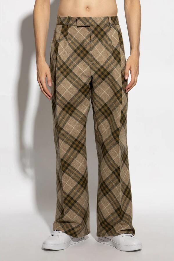 Burberry Geruite wollen broek met plooi Multicolor Heren - Foto 3