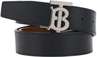 Burberry Gestructureerde Leren Riem met Zilveren Gesp Black Heren - Foto 3