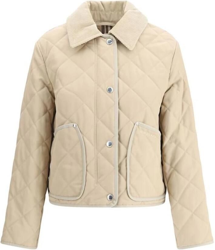 Burberry Gewatteerde katoenen jas met corduroy kraag Beige Dames - Foto 3