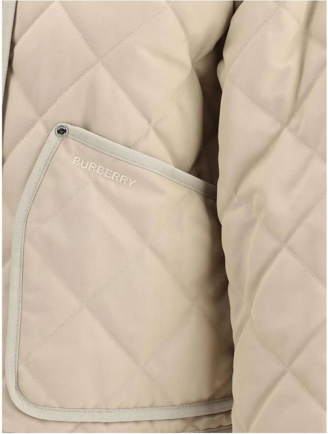 Burberry Gewatteerde katoenen jas met corduroy kraag Beige Dames - Foto 2