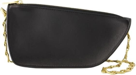 Burberry Shoppers Micro Shield Wallet On Chain Leather Black in zwart