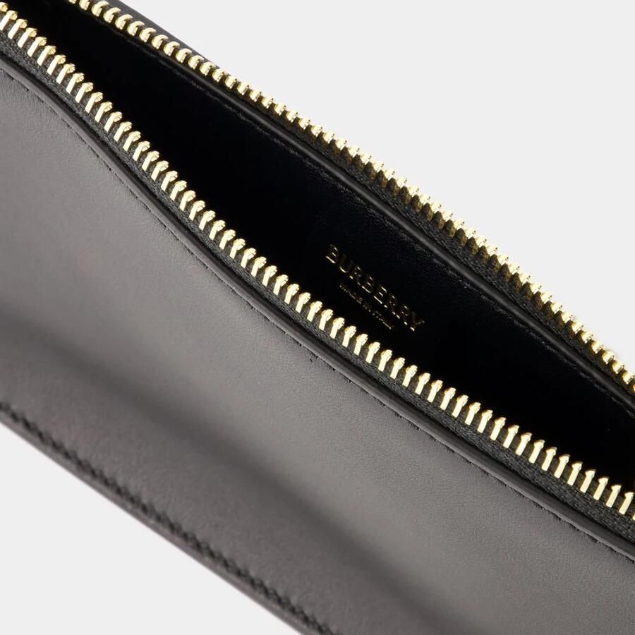 Burberry Shoppers Micro Shield Wallet On Chain Leather Black in zwart - Foto 2