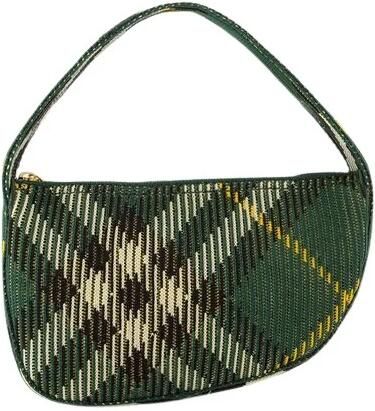 Burberry Groene Nylon Baguette Tas met Top Handvat Green Dames