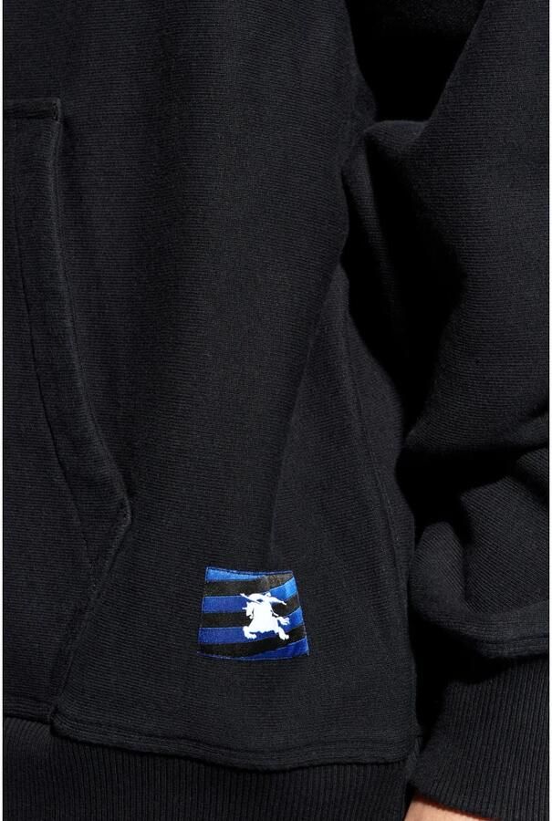 Burberry Zwarte Sweaters met Equestrian Knight Design Black Heren