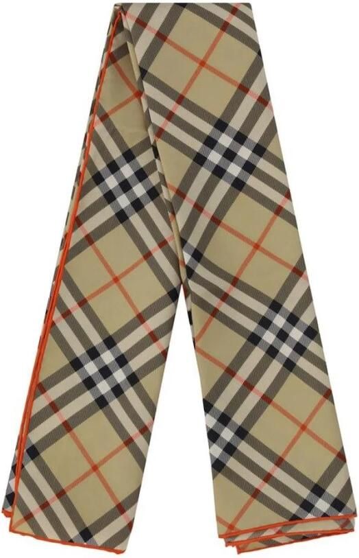 Burberry Iconische Check Zijden Sjaal met Contrasterende Zoom Beige - Foto 2