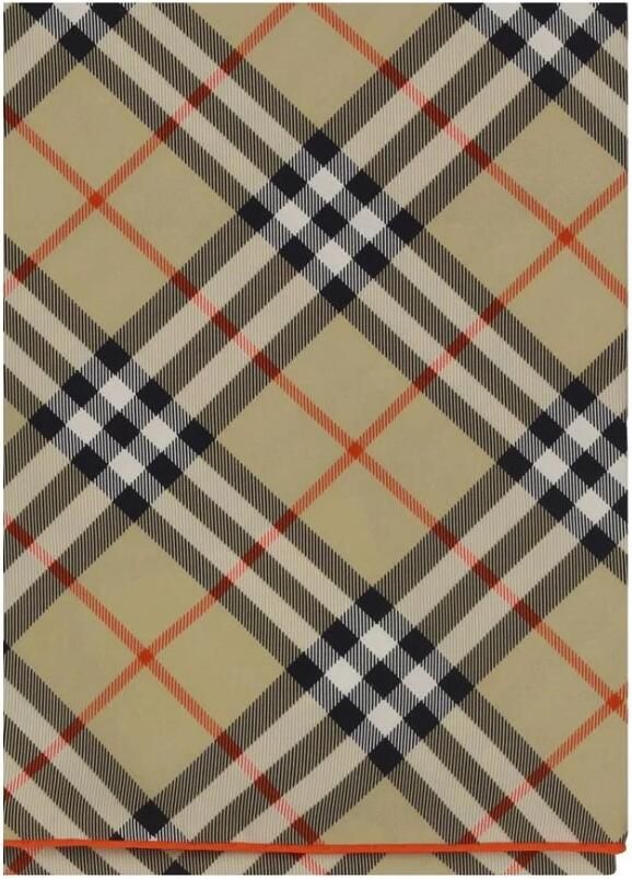 Burberry Iconische Check Zijden Sjaal met Contrasterende Zoom Beige