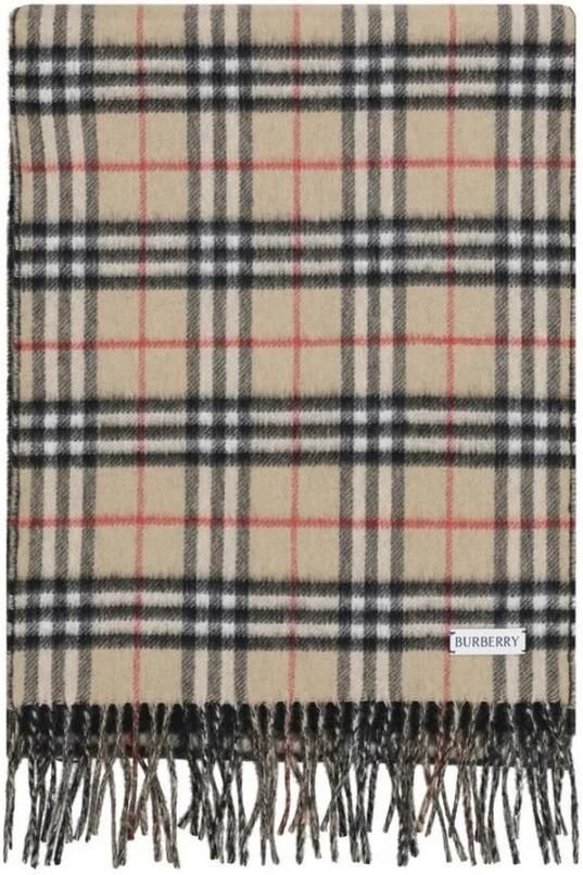 Burberry Kasjmier Sjaal met Franje Randen Brown Dames - Foto 3