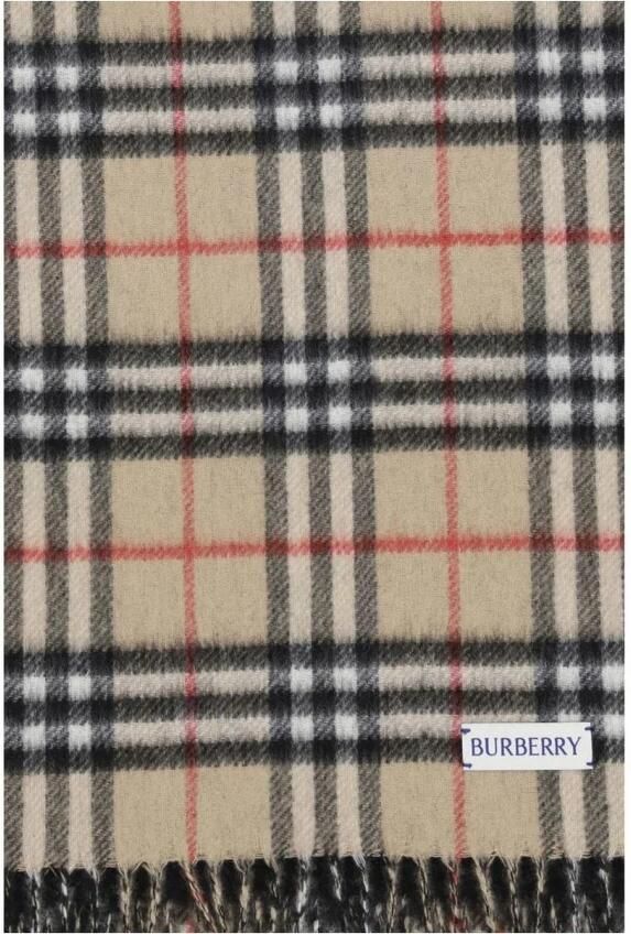 Burberry Kasjmier Sjaal met Franje Randen Brown Dames