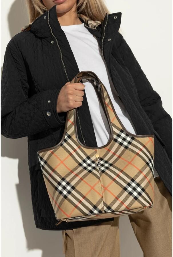 Burberry Schouder Tote Tas met Leren Afwerking en Verwijderbare Pouch Beige Dames - Foto 6