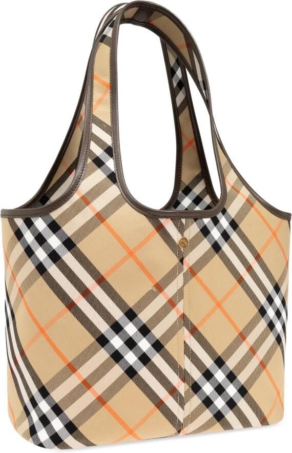 Burberry Schouder Tote Tas met Leren Afwerking en Verwijderbare Pouch Beige Dames - Foto 9