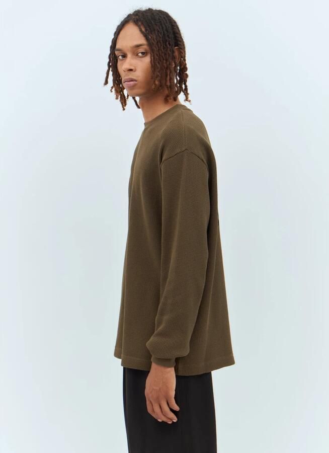 Burberry Katoenen Wafelgebreide Longsleeve Top Brown Heren - Foto 4