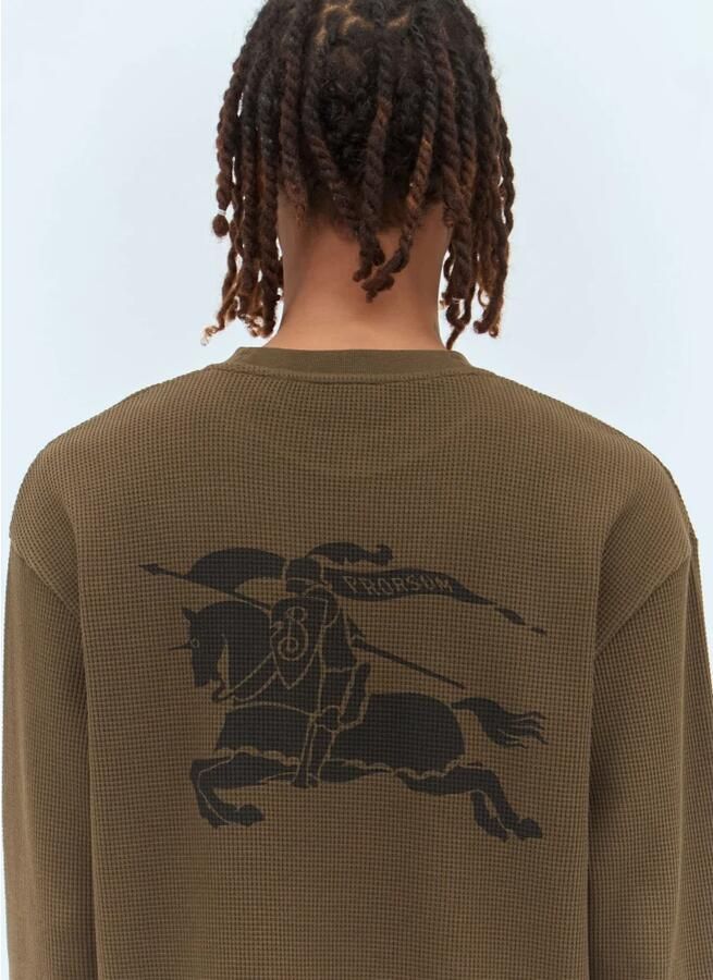 Burberry Katoenen Wafelgebreide Longsleeve Top Brown Heren
