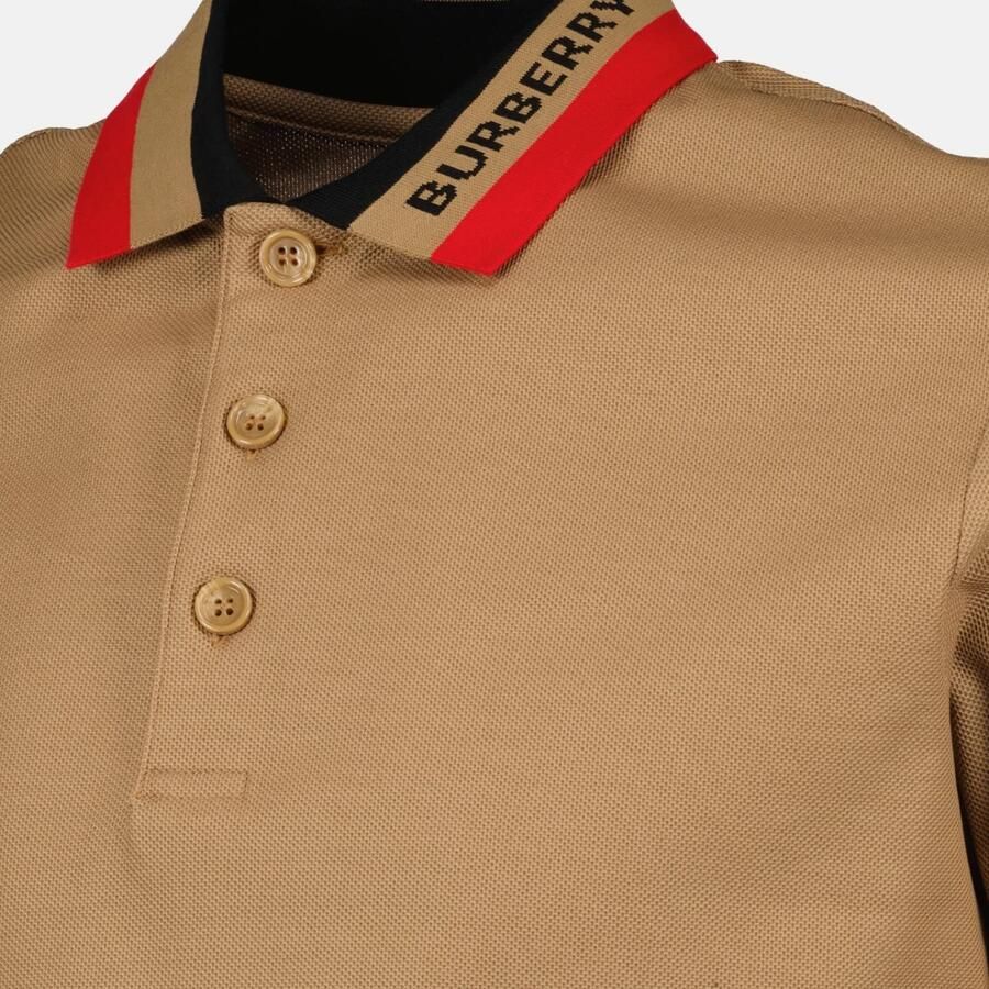 Burberry Katoenen Polo Shirt met Ribboorden Beige Heren