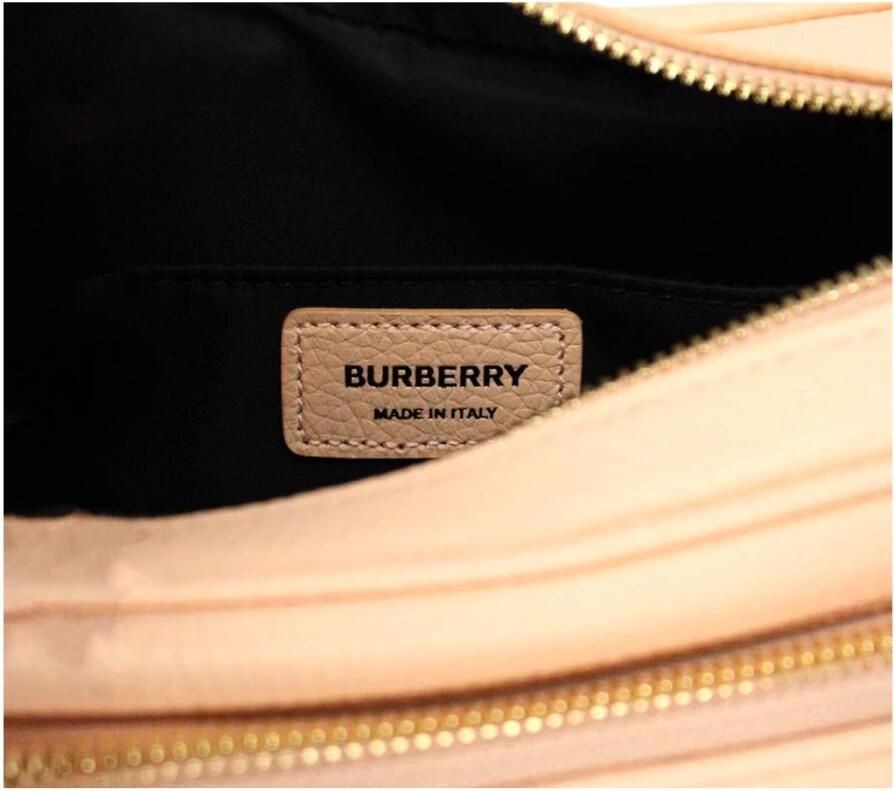 Burberry Korrelig leren cameratas Crossbody tas Beige Dames
