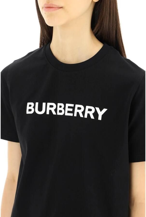Burberry Zwarte T-shirts en Polos met Logo Print Black Dames