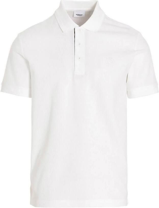 Burberry T-shirt Katoenen poloshirt met geribbelde kraag en ton-sur-ton knopen - Foto 4