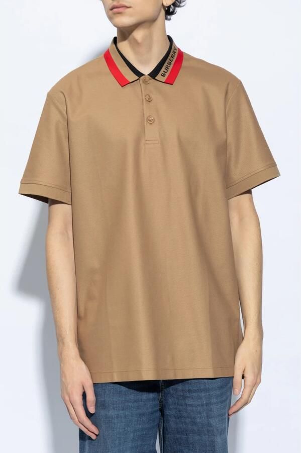Burberry Katoenen Polo Shirt met Ribboorden Beige Heren - Foto 4