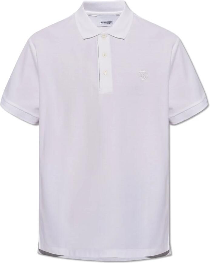 Burberry T-shirt Katoenen poloshirt met geribbelde kraag en ton-sur-ton knopen - Foto 5