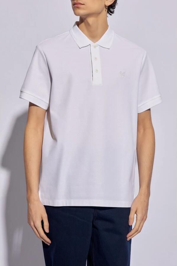 Burberry T-shirt Katoenen poloshirt met geribbelde kraag en ton-sur-ton knopen - Foto 3