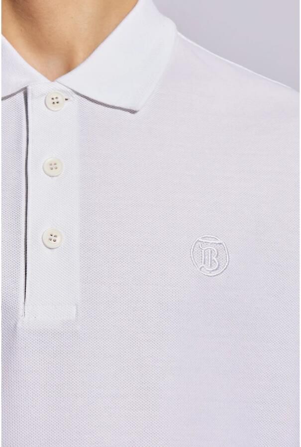 Burberry T-shirt Katoenen poloshirt met geribbelde kraag en ton-sur-ton knopen