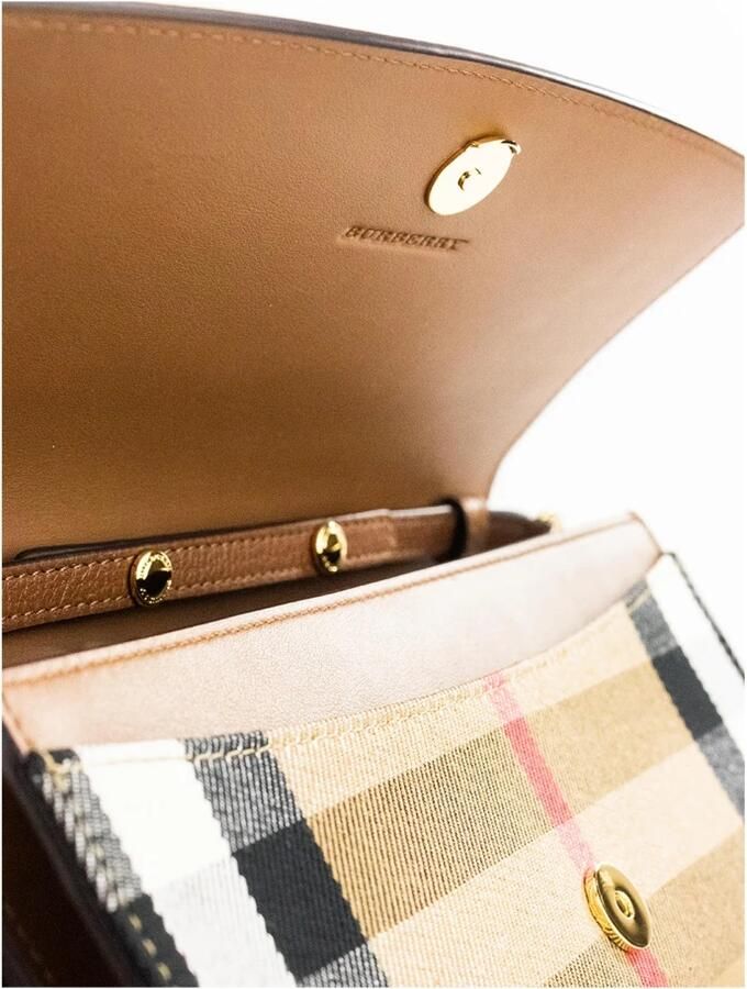 Burberry Rode Leren Camera Crossbody Tas met Kiezelstenen Orange Dames