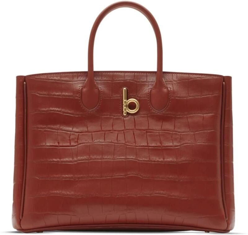 Burberry Elegante leren tote tas met krokoeffect Brown Dames