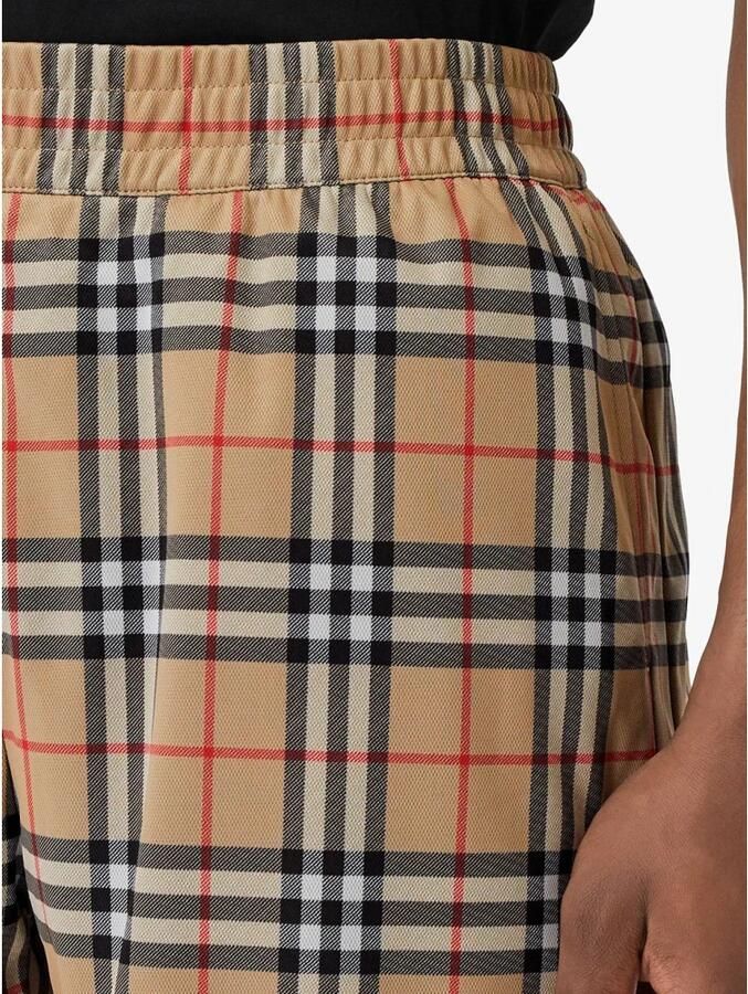 Burberry Beige Shorts met Elastische Taille en Check Print Multicolor Heren - Foto 2