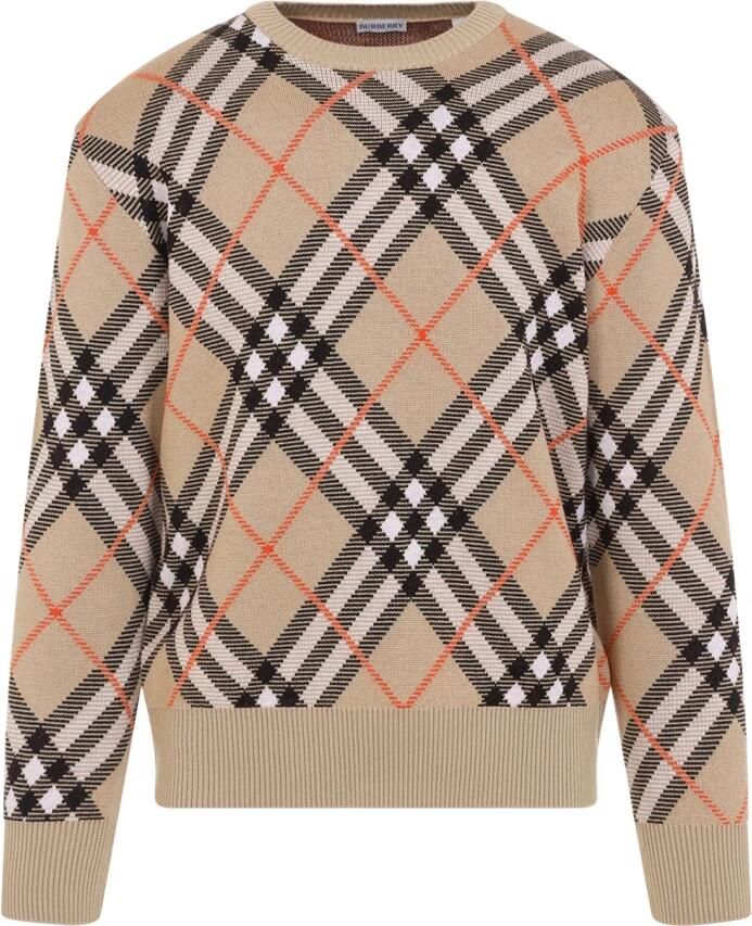 Burberry Vintage Check Intarsia Gebreide Trui Brown Dames - Foto 5
