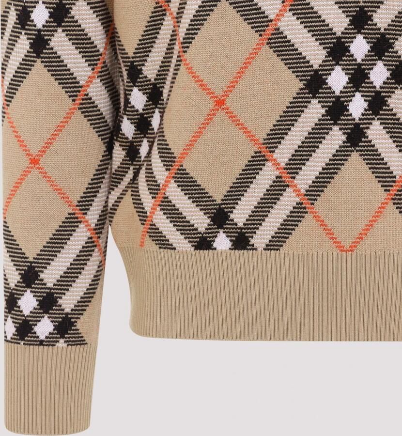 Burberry Vintage Check Intarsia Gebreide Trui Brown Dames - Foto 2