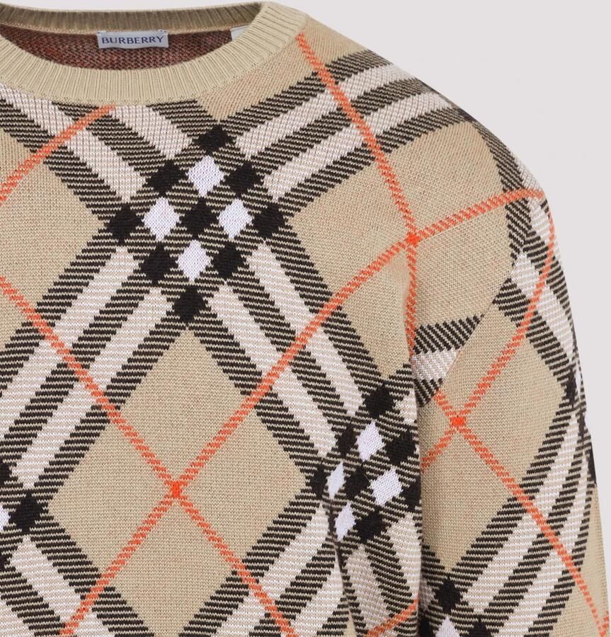 Burberry Vintage Check Intarsia Gebreide Trui Brown Dames