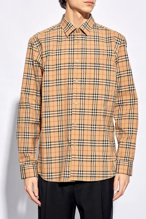 Burberry Simson geruite overhemd Beige Heren - Foto 5