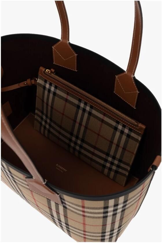 Burberry Londen Winkel Tas met Geborduurd Canvas Brown Dames - Foto 2